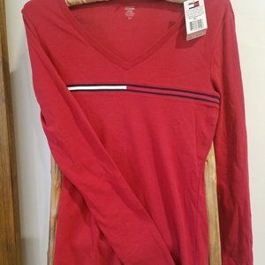 Tommy Hilfiger Long Sleeve V-Neck Tee Small NWT